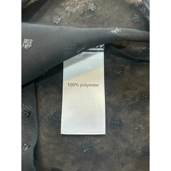 Maurices Women's Black Sparkly Blouse Sheer Roll Up Sleeves V- Neckline Large - Picture 5 of 7